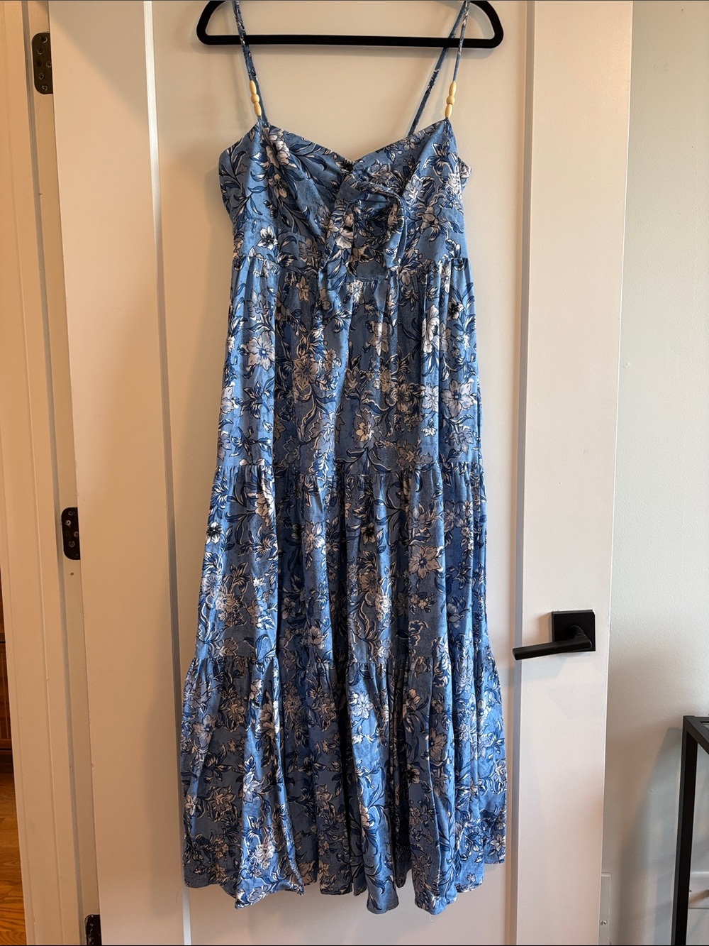 House of Harlow 1960 Blue Floral Maxi Dress with Spaghetti Straps - Picture 2 of 8